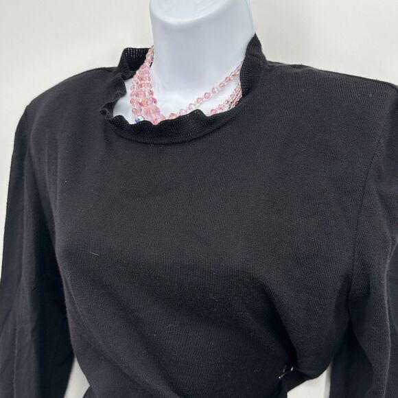 Vintage Valentino Miss V Wool Ruched Turtleneck Sweater in Black Size 48  Blend - Picture 3 of 10